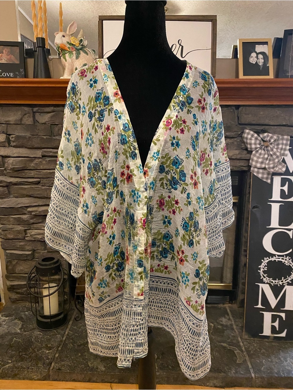 Natural Life Silk Floral Open-Front Boho 
Kimono